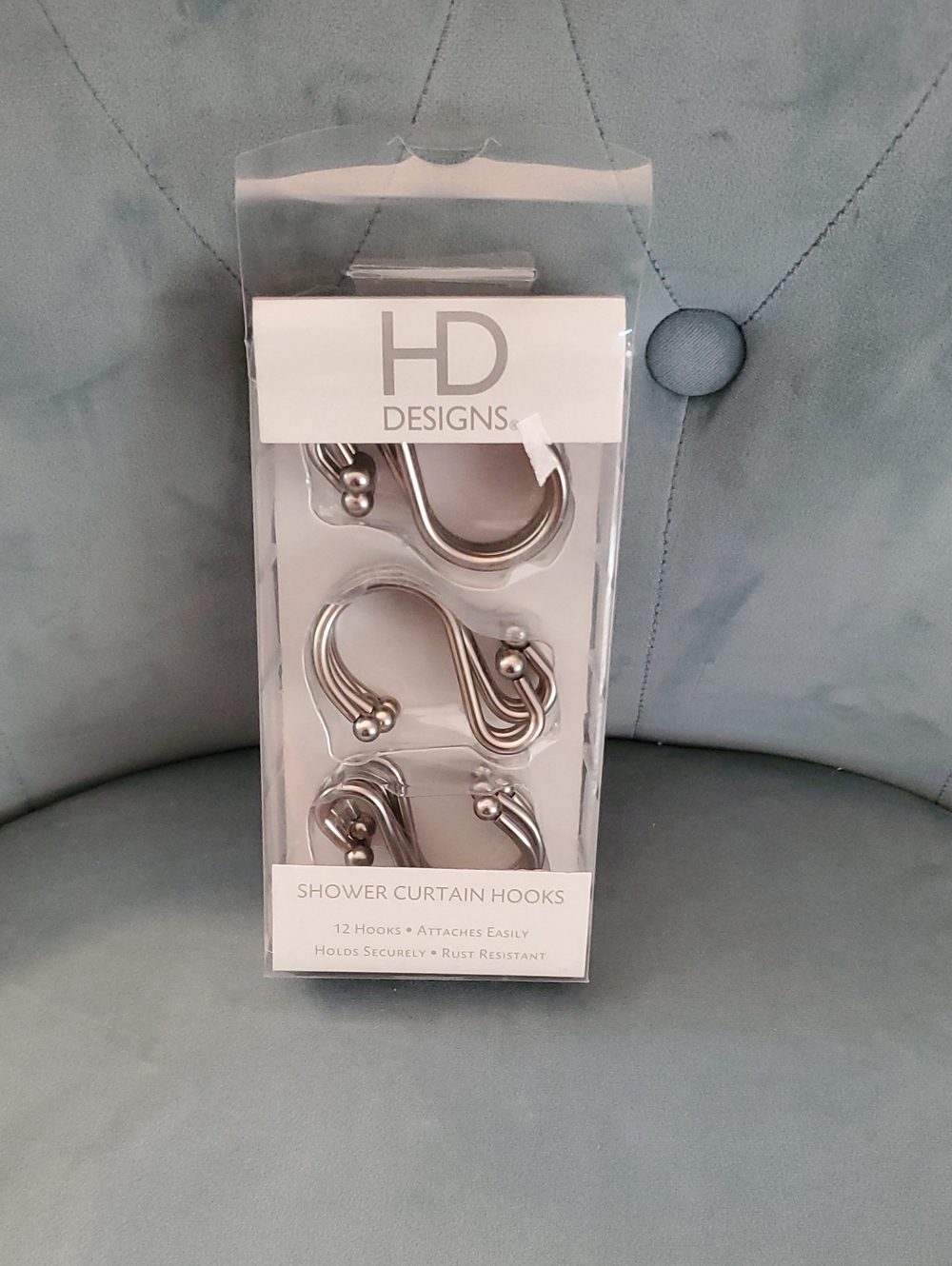 HD Designs Silver Shower Curtain Hooks - 12 Pack